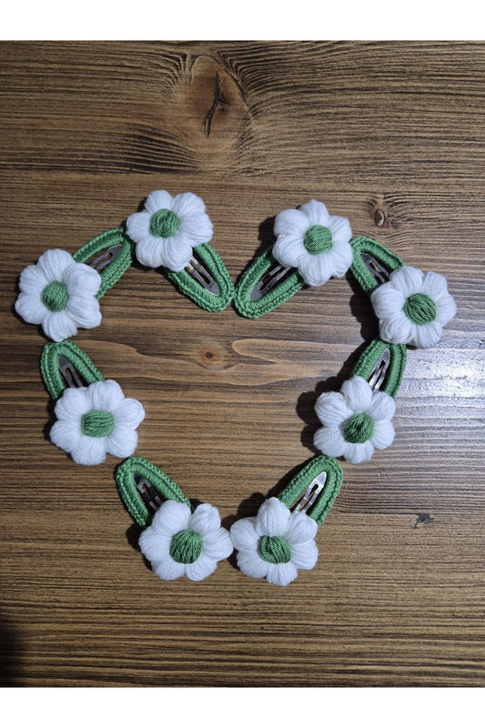 Yeşil Papatya Örgü Toka