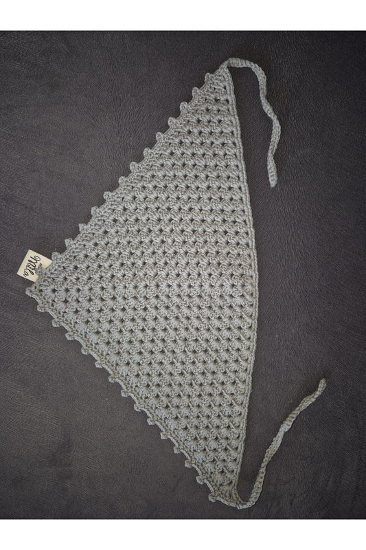 GRİ ÇITÇIT MODELLİ ÖRGÜ BANDANA