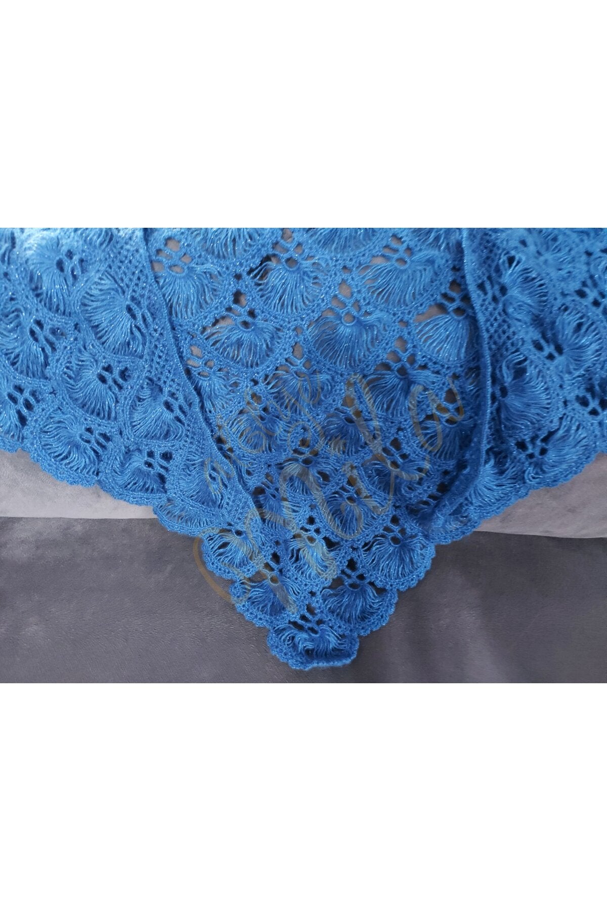 Koyu Mavi Yelpaze Model Şal