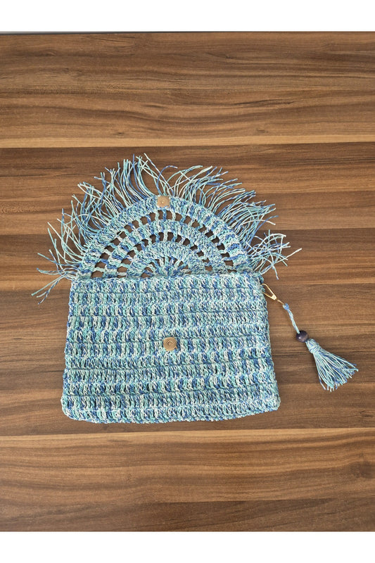 Mavi kağıt ip portföy çanta