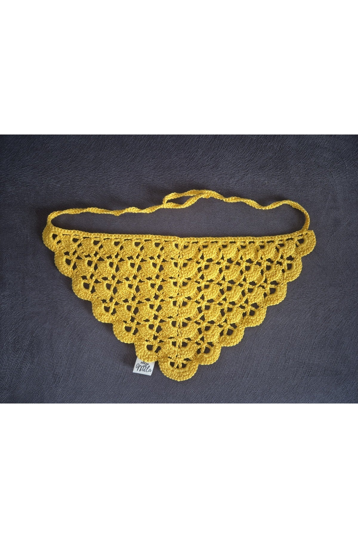 SARI YELPAZE MODEL ÖRGÜ BANDANA