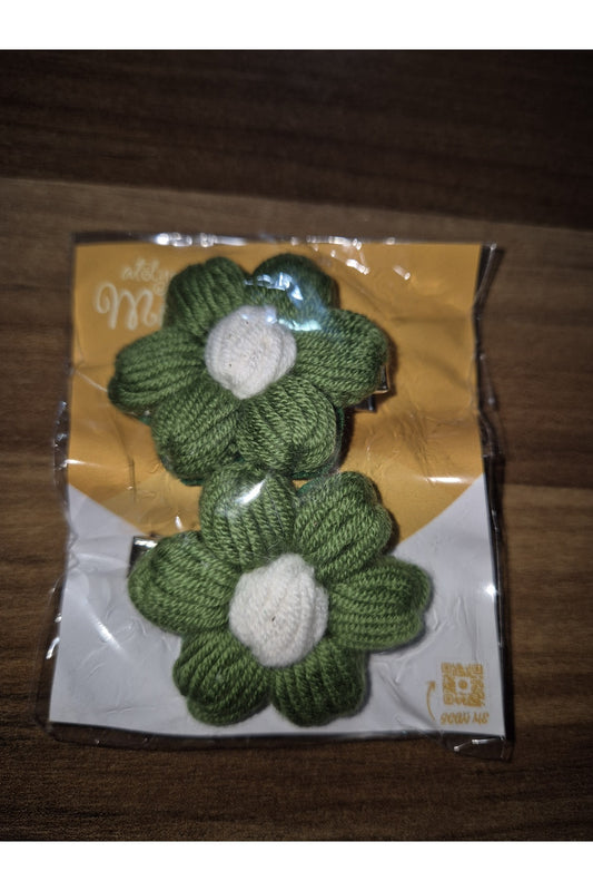 YEŞİL BEYAZ PAPATYA ÖRGÜ TOKA