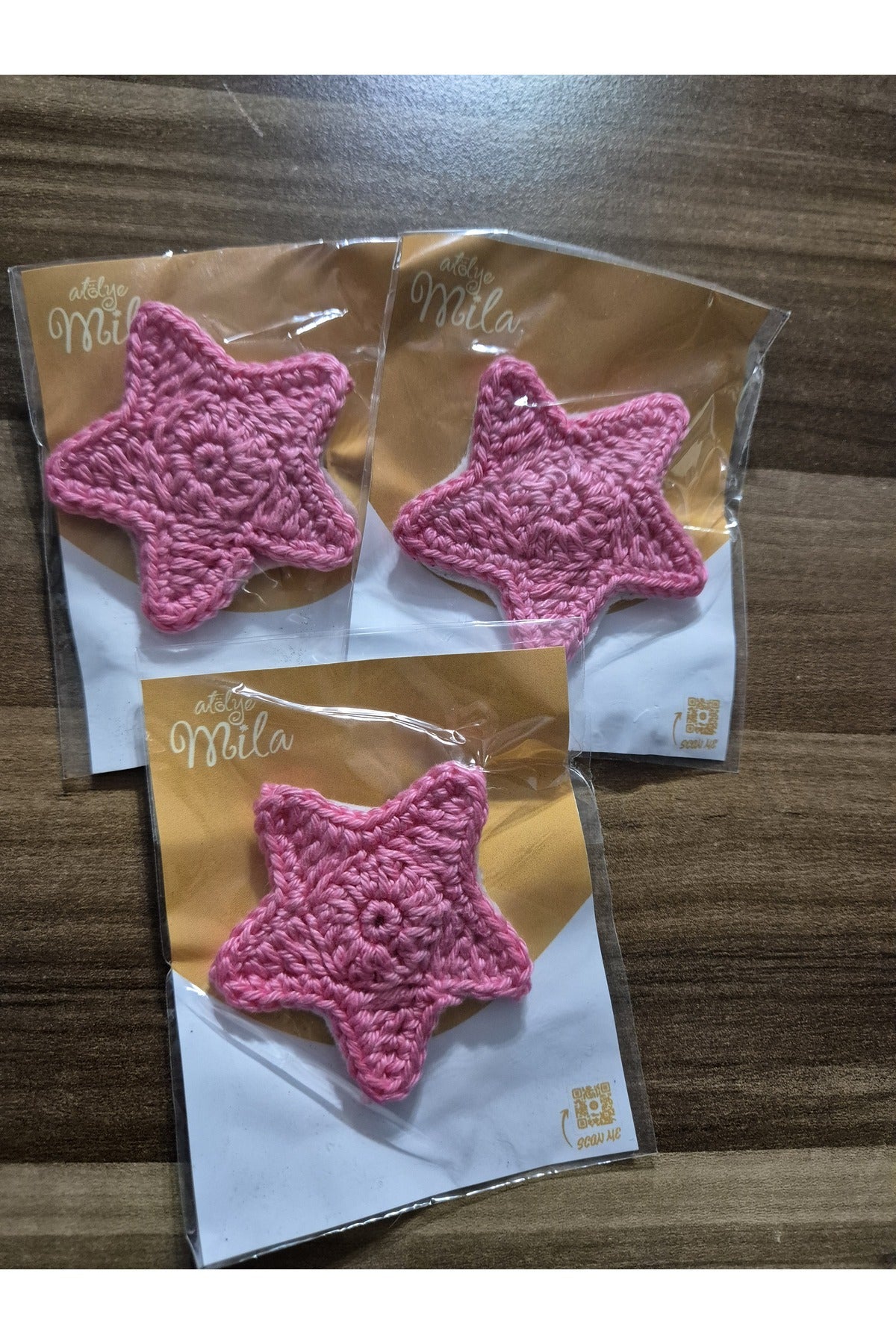 PEMBE YILDIZ ÖRGÜ TOKA