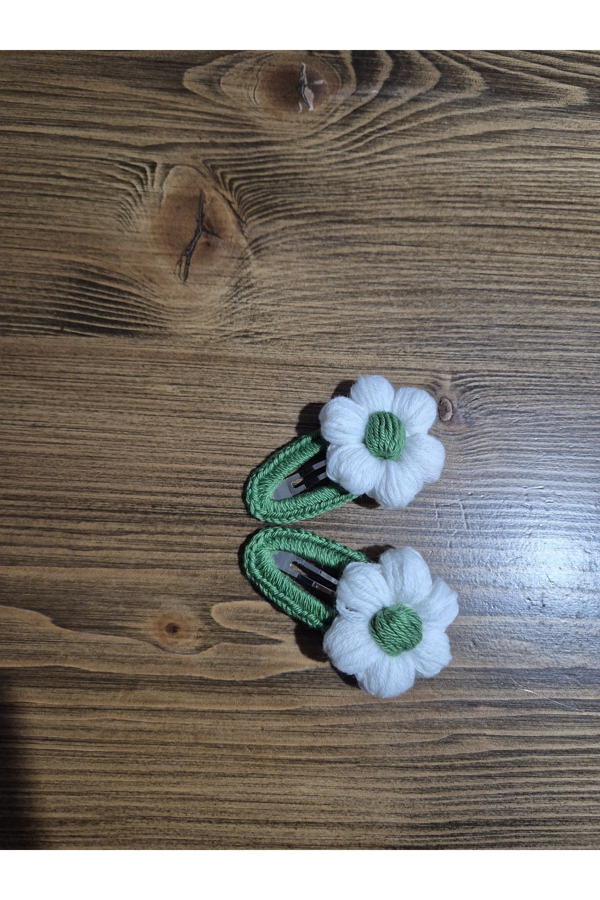 Yeşil Papatya Örgü Toka