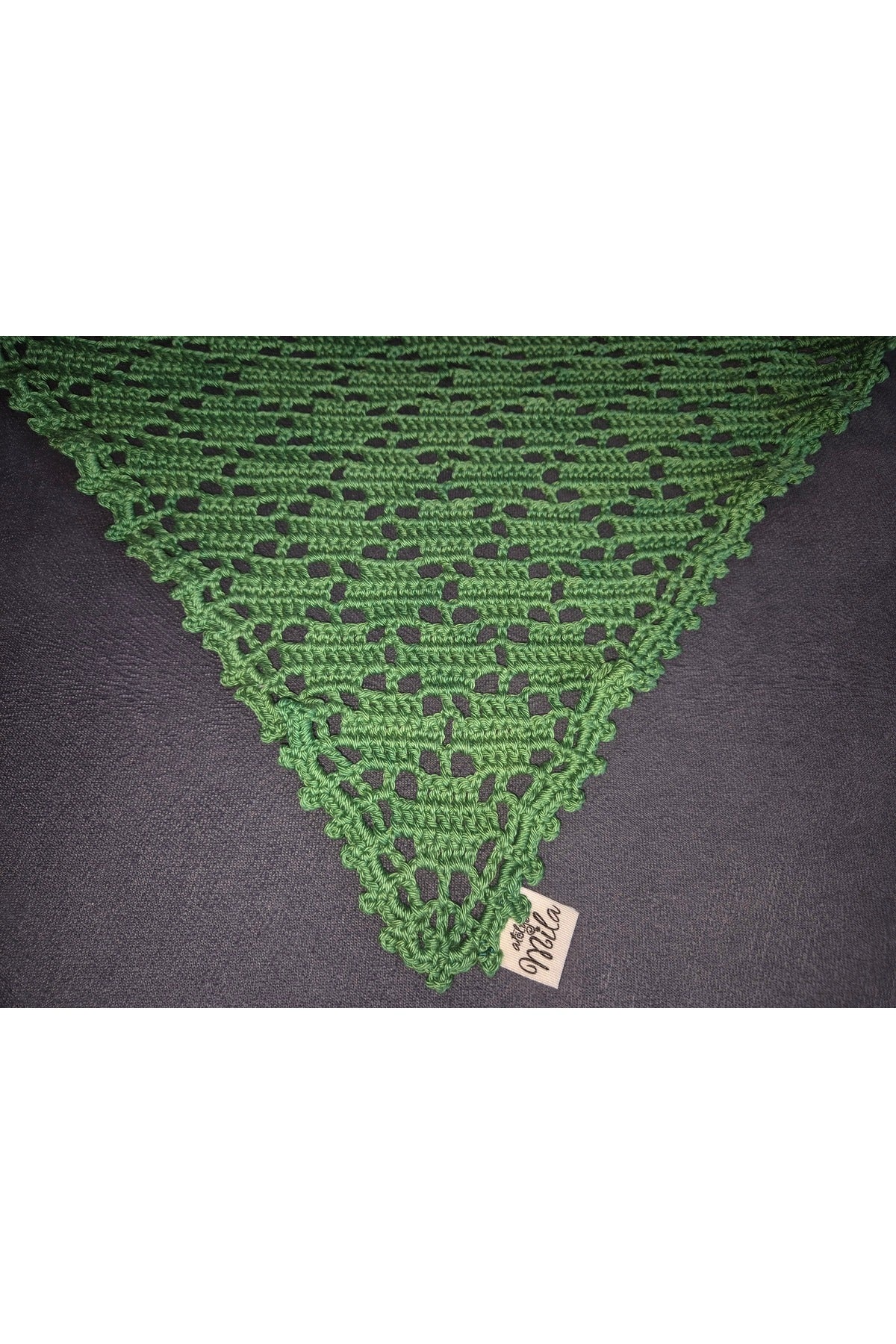 YEŞİL KARE DESENLİ ÖRGÜ BANDANA