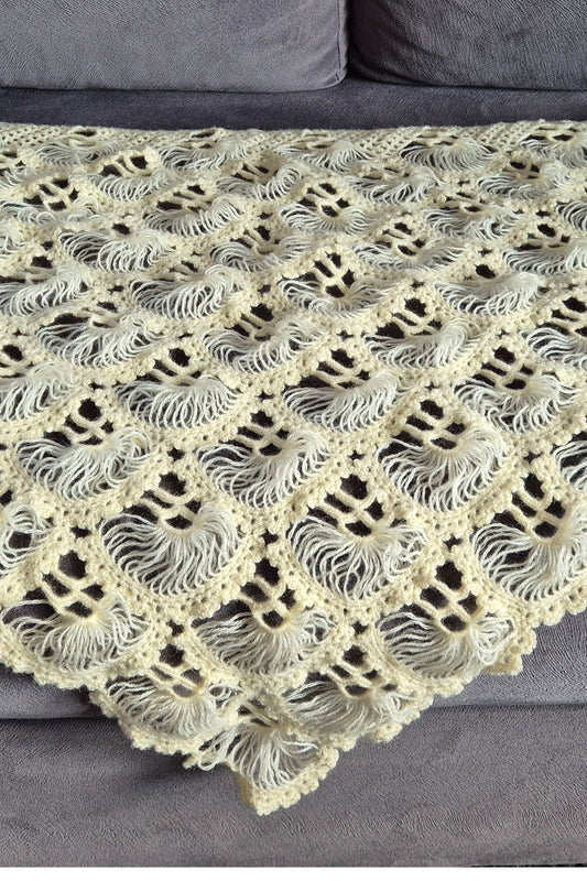 Krem Rengi Yelpaze Model Şal