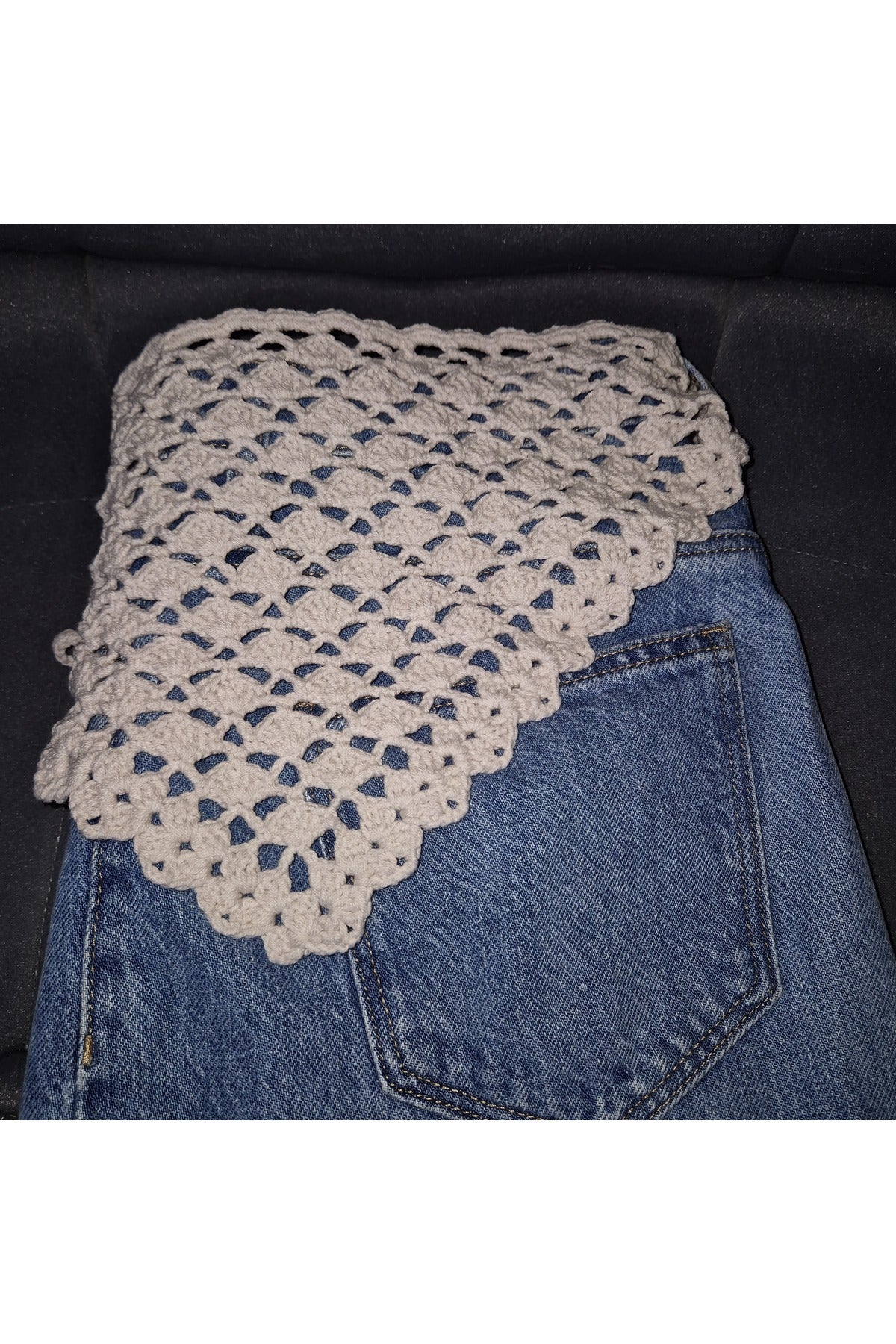 Taş rengi deniz kabuğu modeli örgü bandana