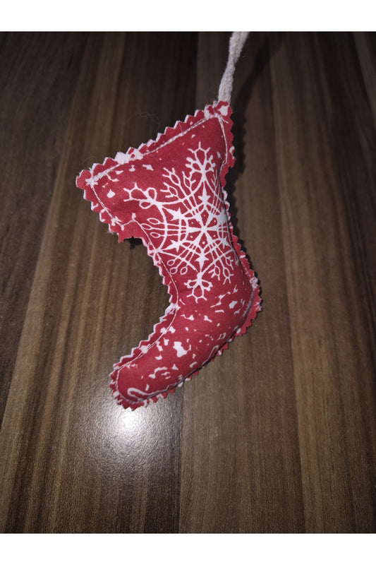 KIŞ TEMALI KOYU KIRMIZI AYAKKABI SÜS