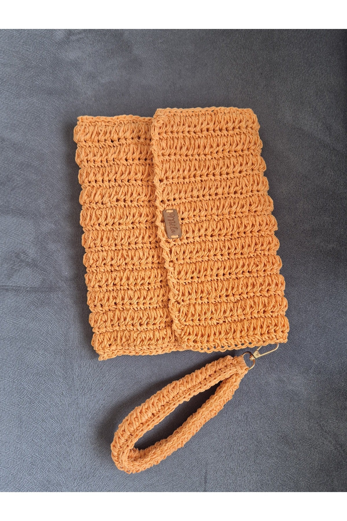 Yavru ağzı kağıt ip el örgüsü portföy çanta