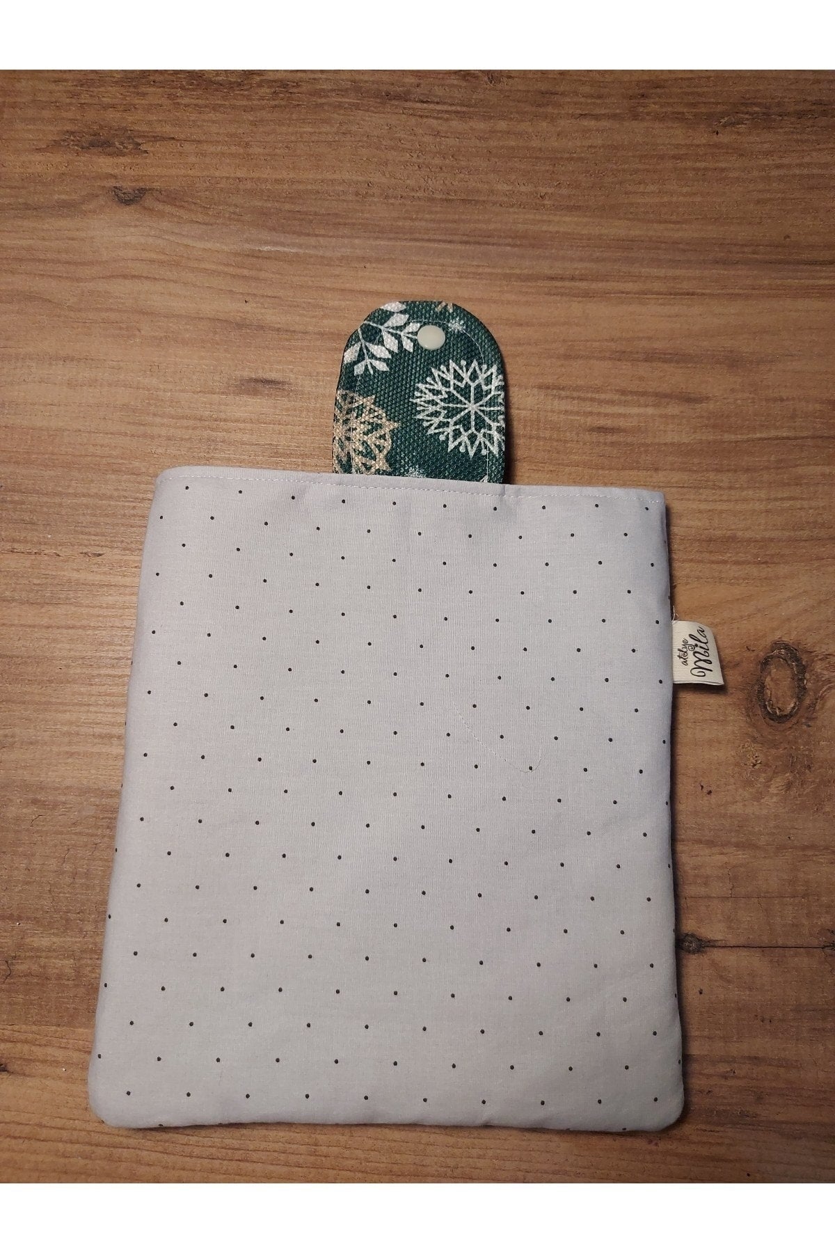 Yeşil Kar Taneli Kitap Çantası- Kitap Kılıfı