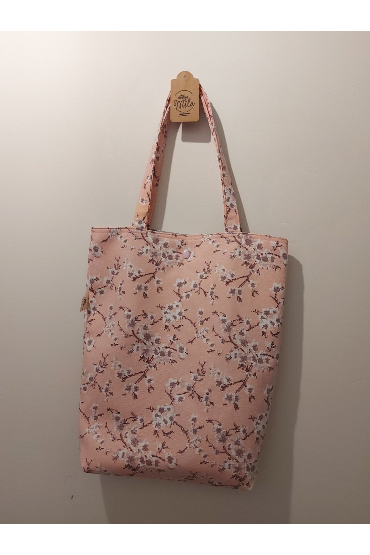 Pembe Mor Dallı Kumaş Omuz Çantası