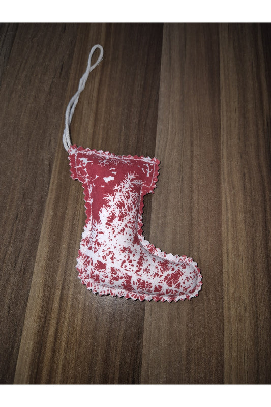 KIŞ TEMALI KOYU KIRMIZI AYAKKABI SÜS