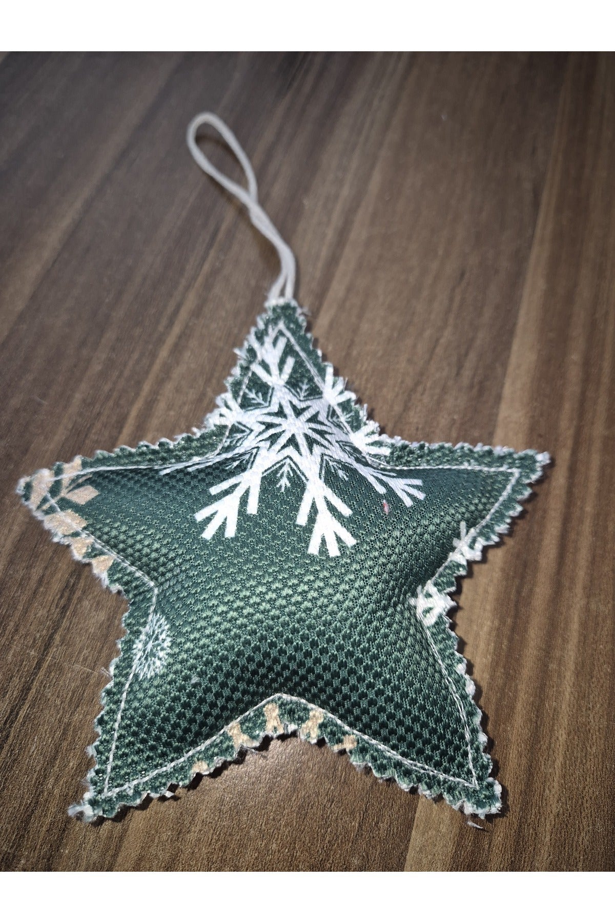 KUMAŞ YEŞİL KIŞ TEMALI YILDIZ SÜS