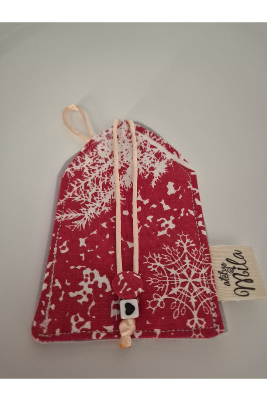 Kırmızı Kış Desenli Düzenleyici KUMAŞ ANAHTARLIK