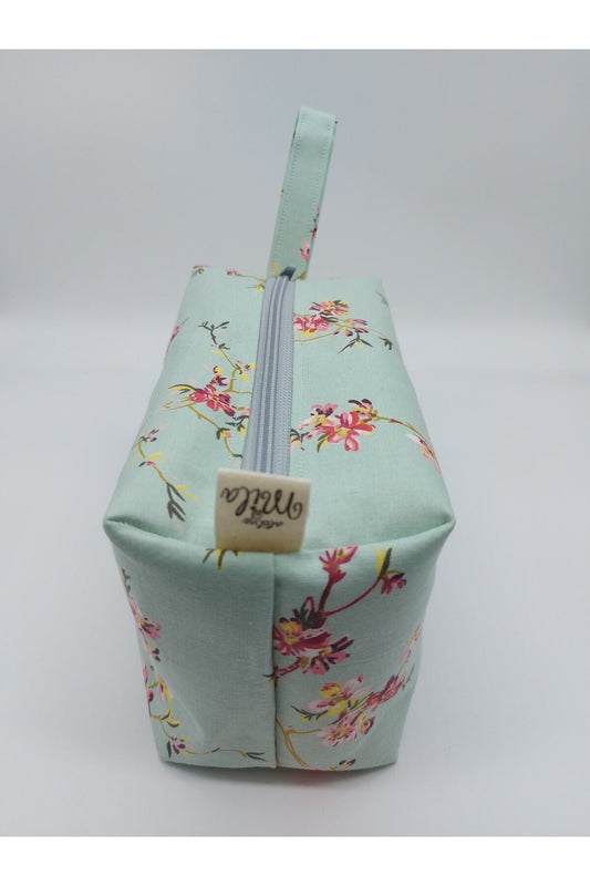 Pembe Çiçekli Bahar Dalı Dikdörtgen Çanta