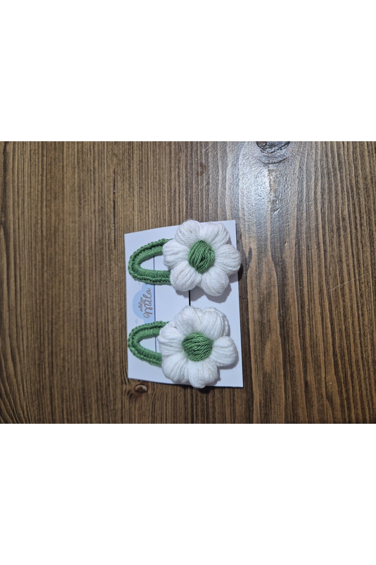 Yeşil Papatya Örgü Toka