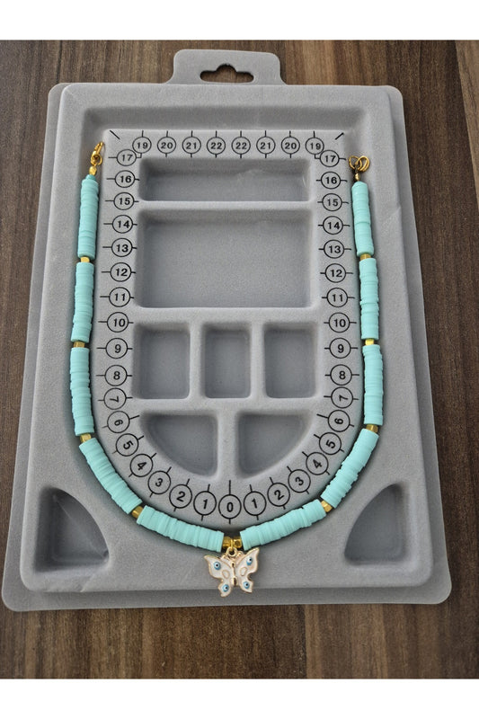 BEYAZ KELEBEKLİ YEŞİL FİMO KOLYE