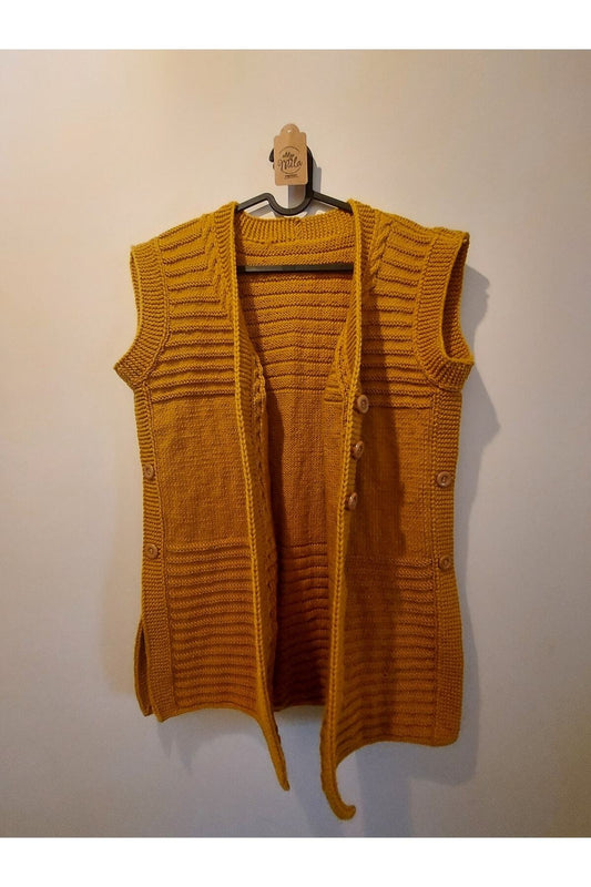 Tarçın Rengi Örgü Anne Yeleği