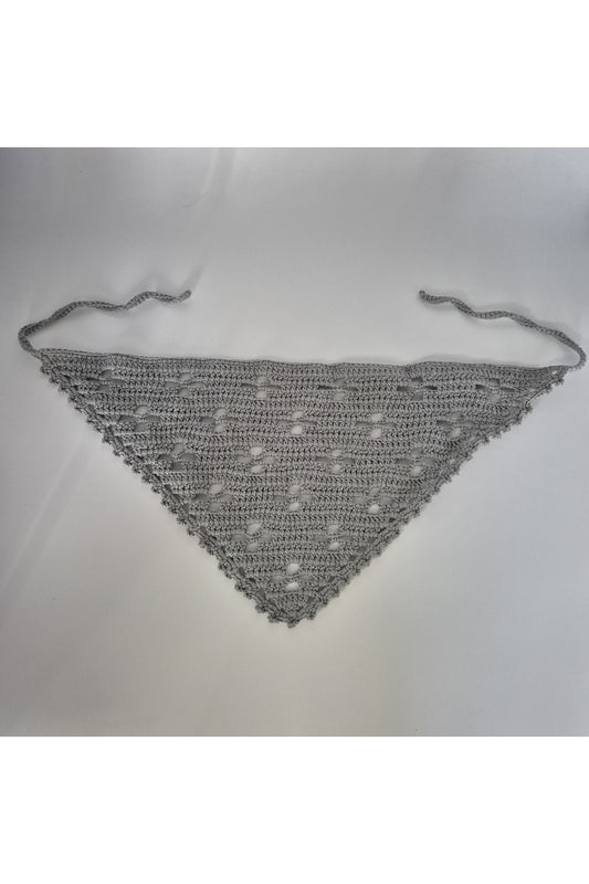 Gri örgü bandana