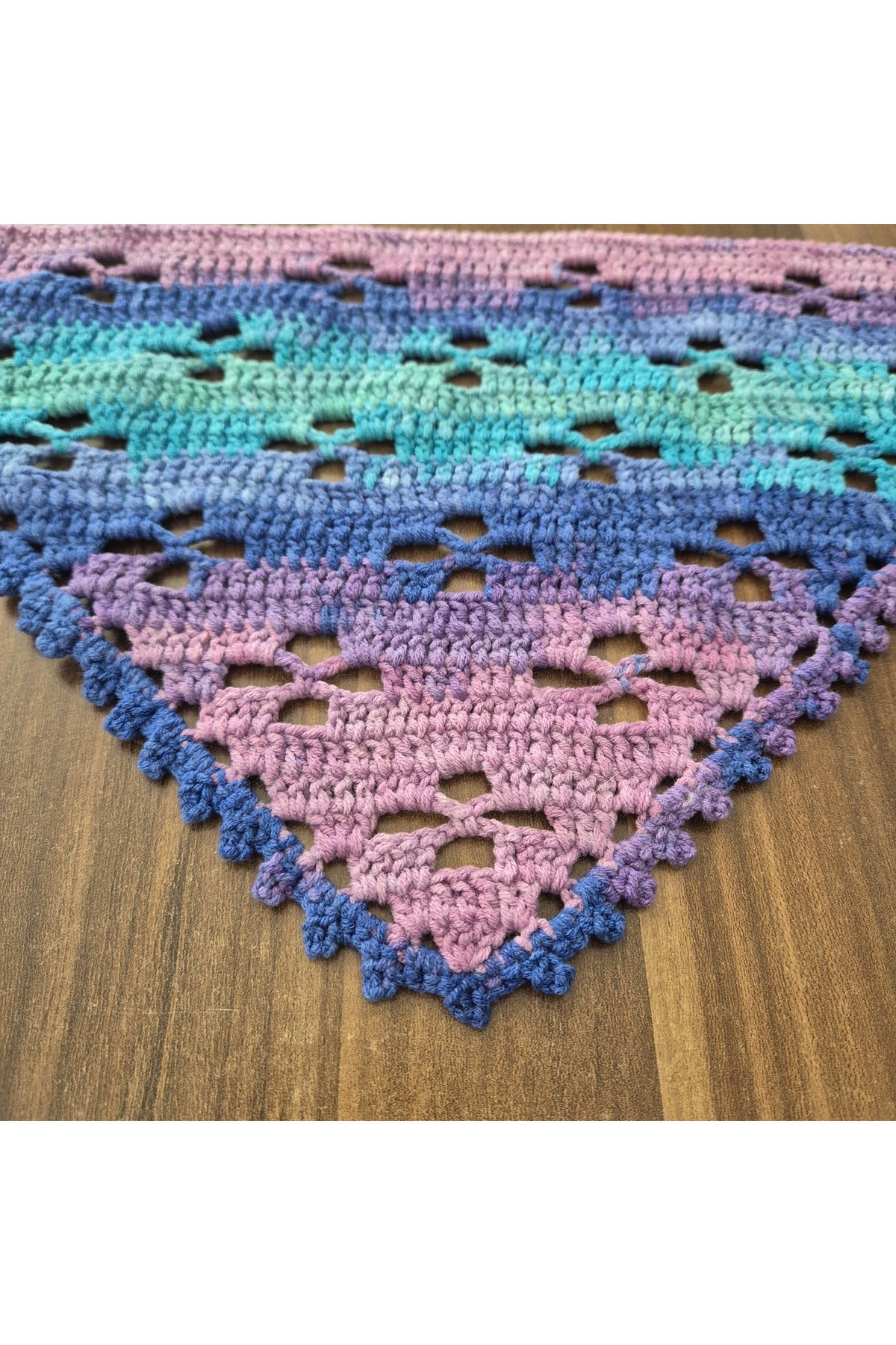 Ebruli mavi mor örgü bandana