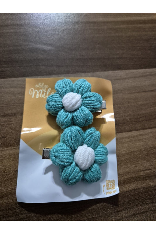 YEŞİL- BEYAZ PAPATYA ÖRGÜ TOKA