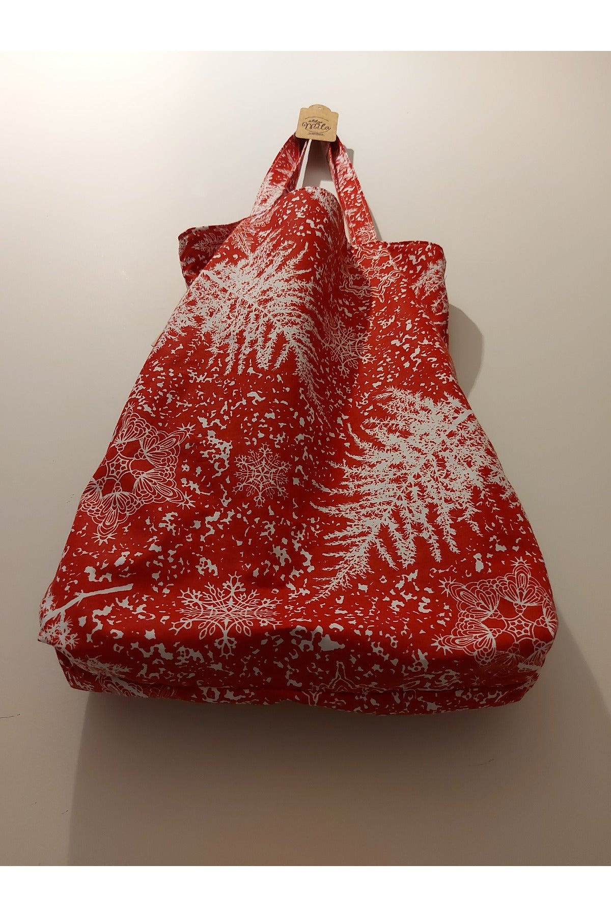 Kırmızı Beyaz Kar Taneli Omuz Çantası