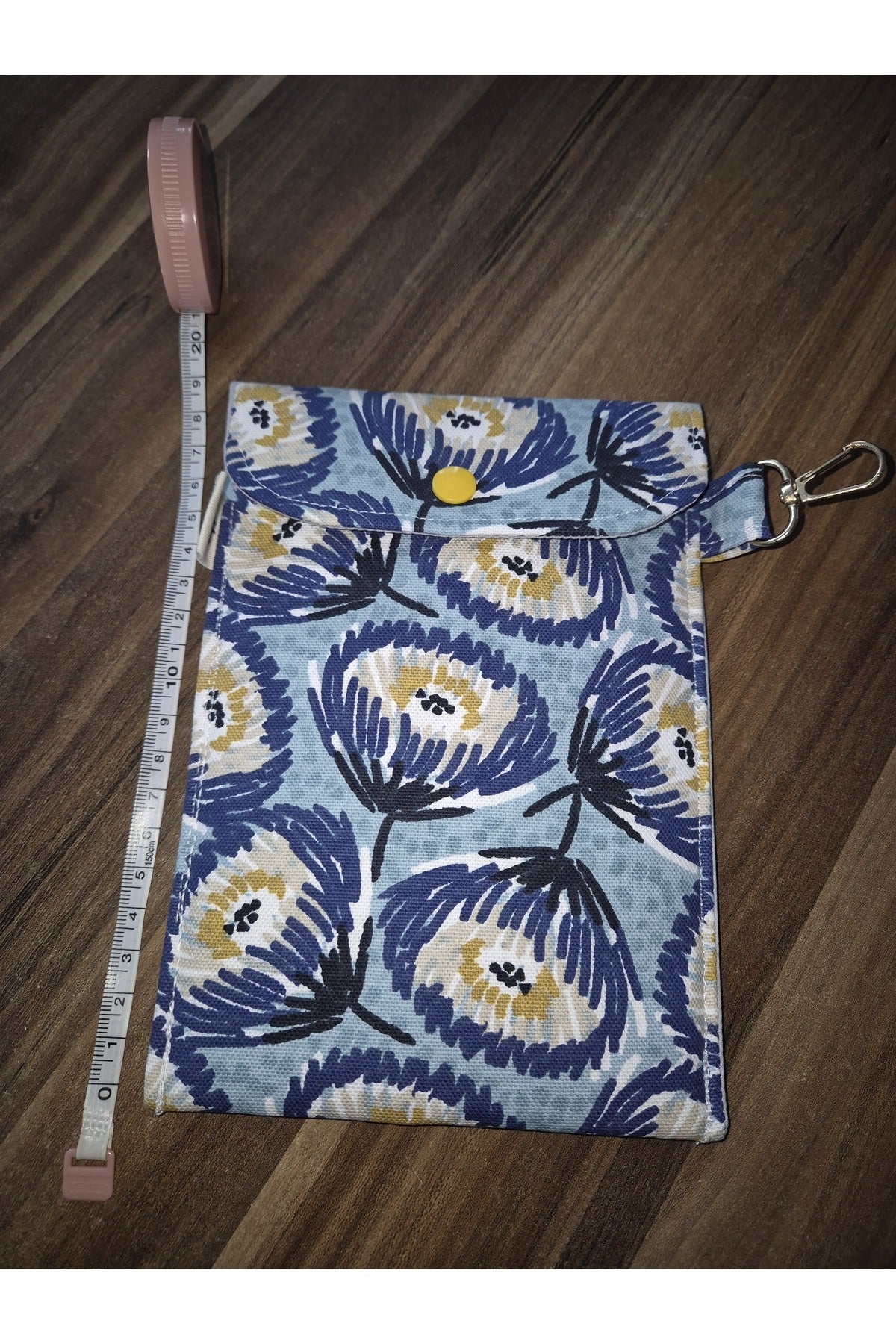 LACİVERT ÇİÇEKLİ BÜYÜK BOY CÜZDAN ÇANTA