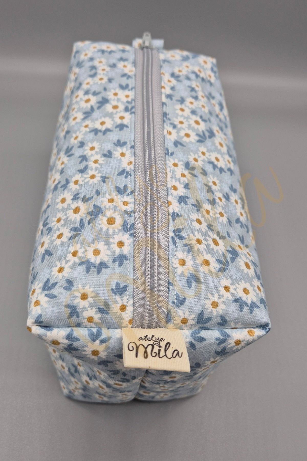 Mavi Minik Çiçekli Dikdörtgen Çanta
