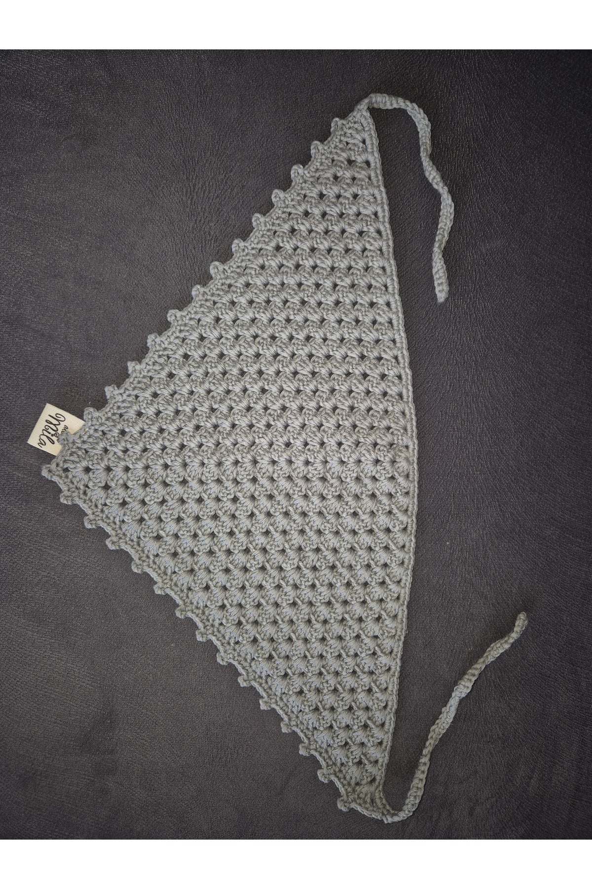 GRİ ÇITÇIT MODELLİ ÖRGÜ BANDANA