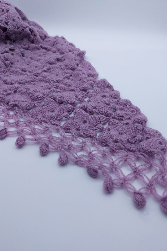 Mor Kare Çiçekli Şal