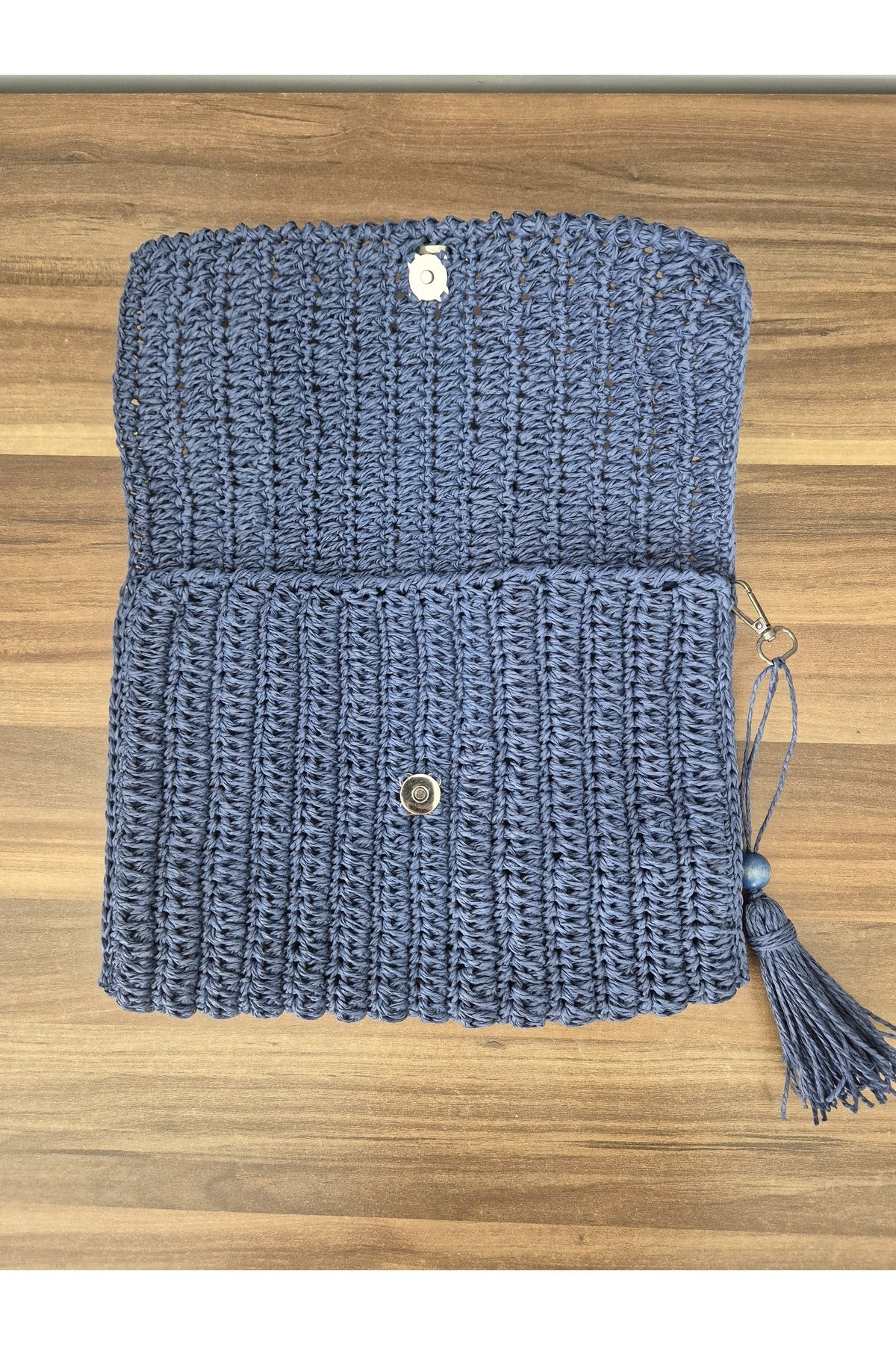 Lacivert kağıt ip el emeği portföy çanta