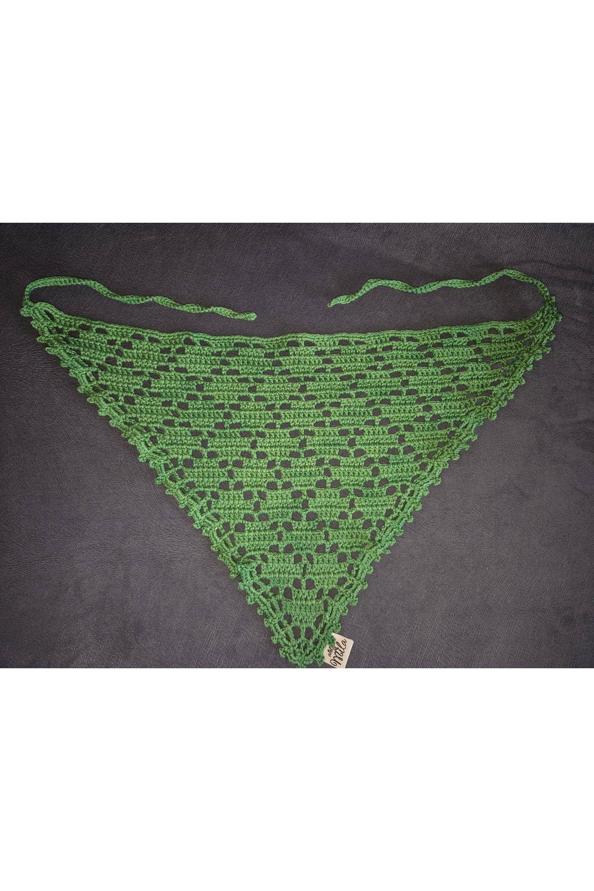 YEŞİL KARE DESENLİ ÖRGÜ BANDANA