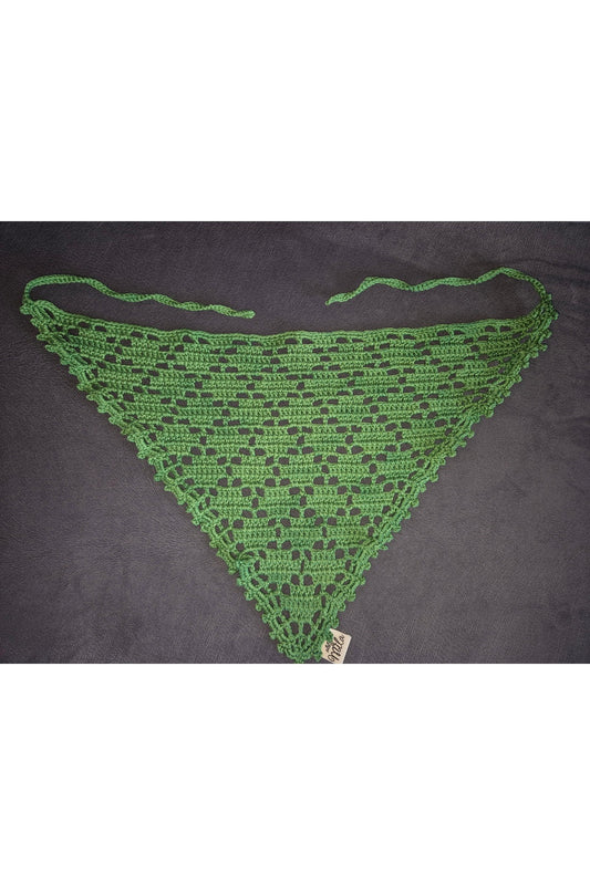 YEŞİL KARE DESENLİ ÖRGÜ BANDANA