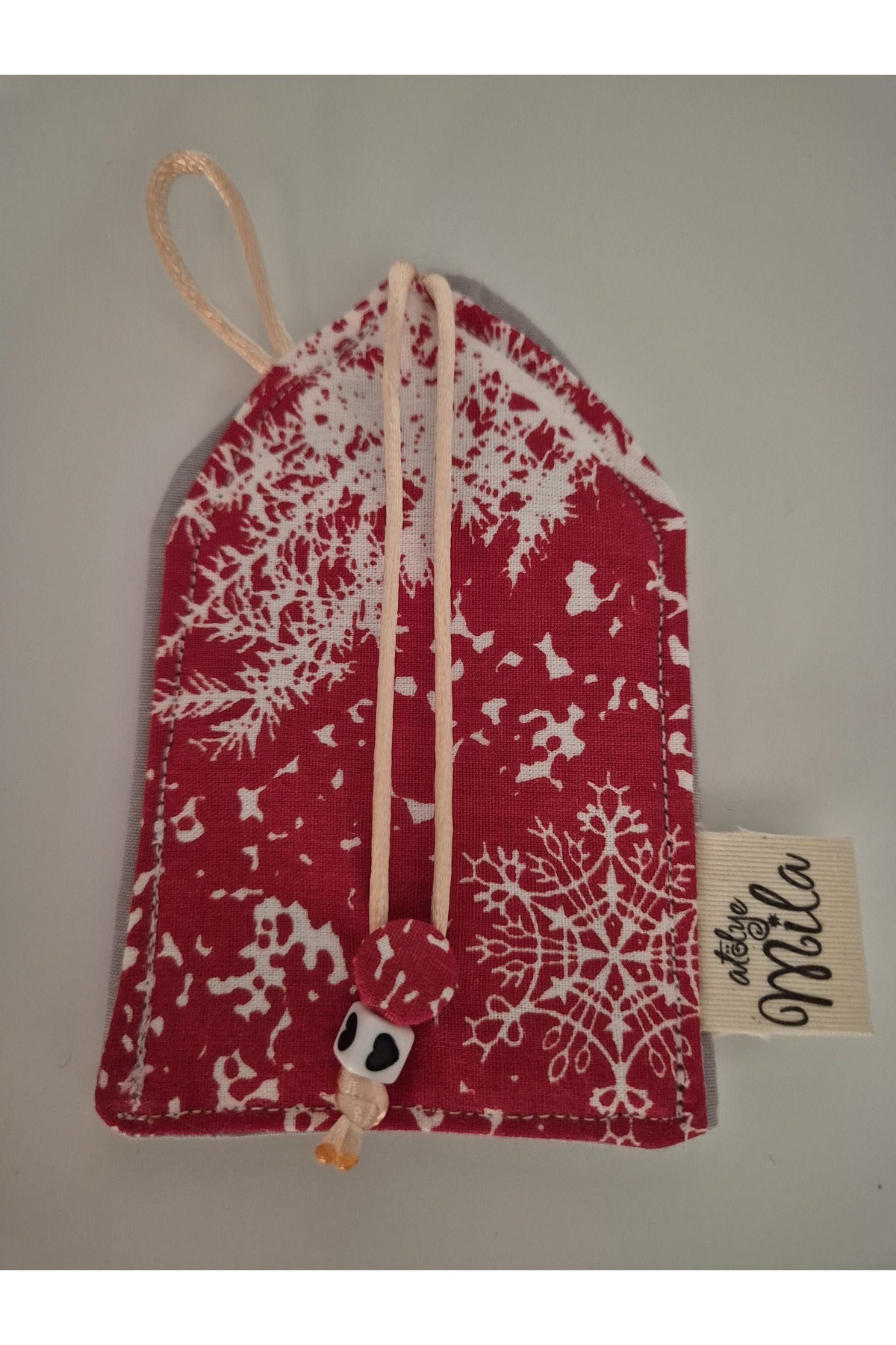 Kırmızı Kış Desenli Düzenleyici KUMAŞ ANAHTARLIK