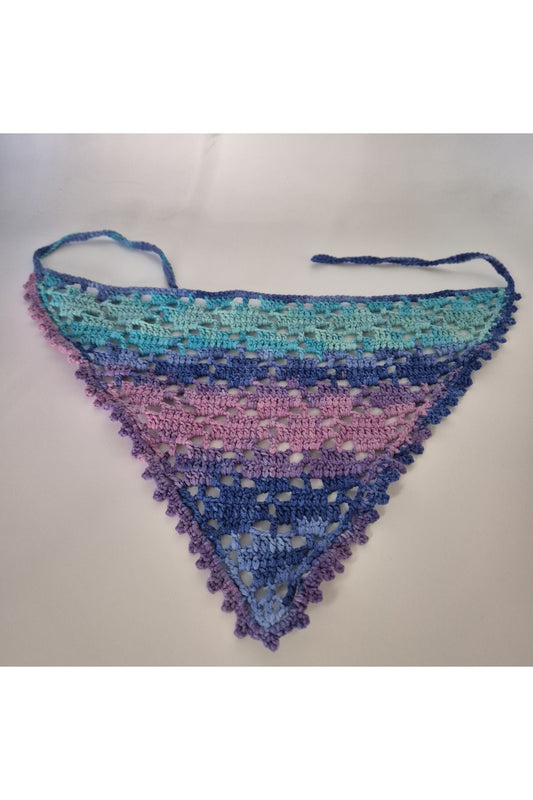 Ebruli kare desenli Örgü Bandana