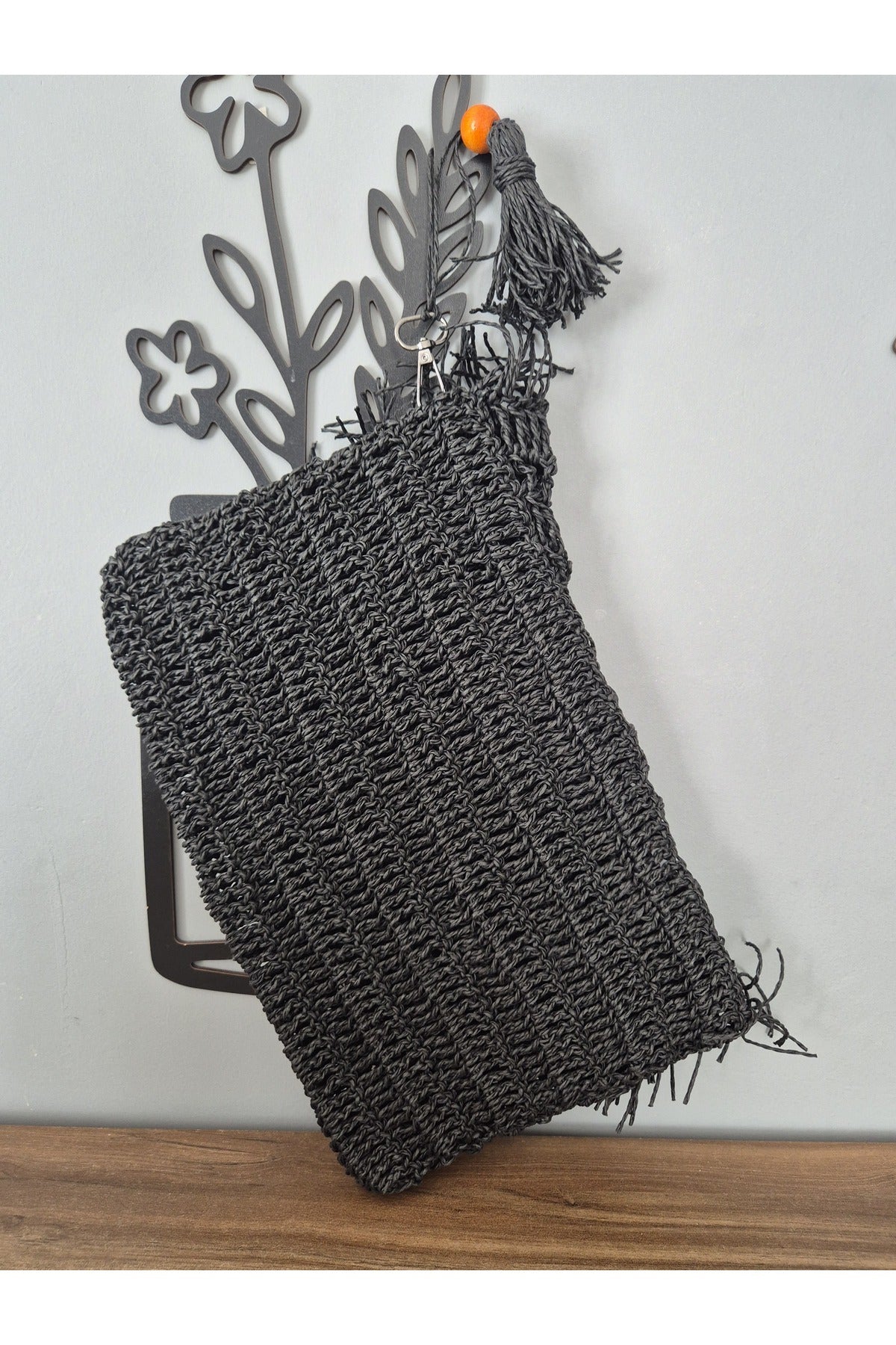 Siyah kağıt ip portföy çanta