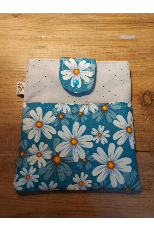 Mavili Çiçekli Kitap Kılıfı