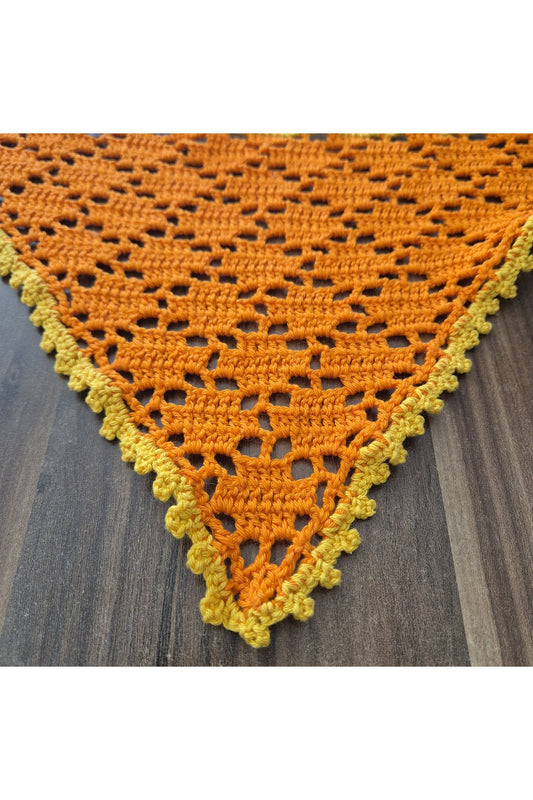 Turuncu sarı örgü bandana