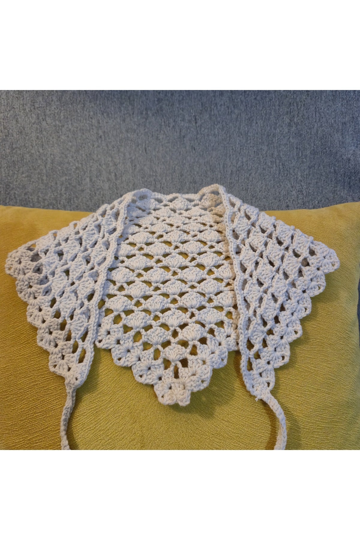 Taş rengi deniz kabuğu modeli örgü bandana