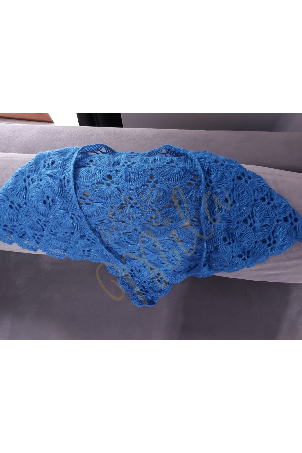 Koyu Mavi Yelpaze Model Şal