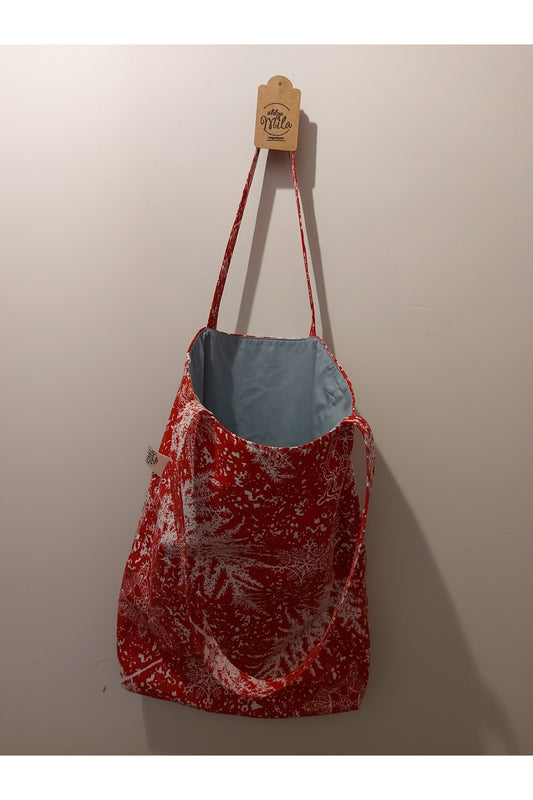 Kırmızı Beyaz Kar Taneli Omuz Çantası