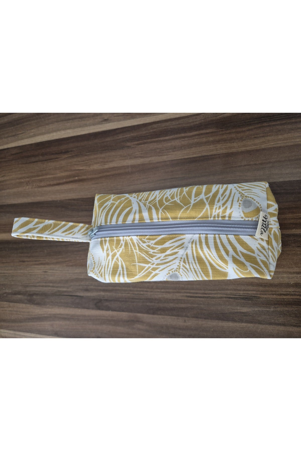 SARI TÜY DESENLİ MAKYAJ ÇANTASI