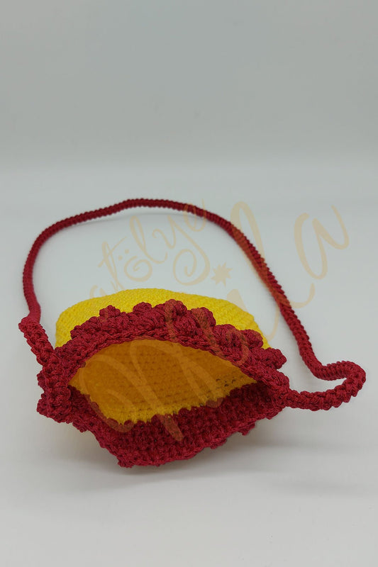 Örgü Sarı - Bordo Çocuk Çantası