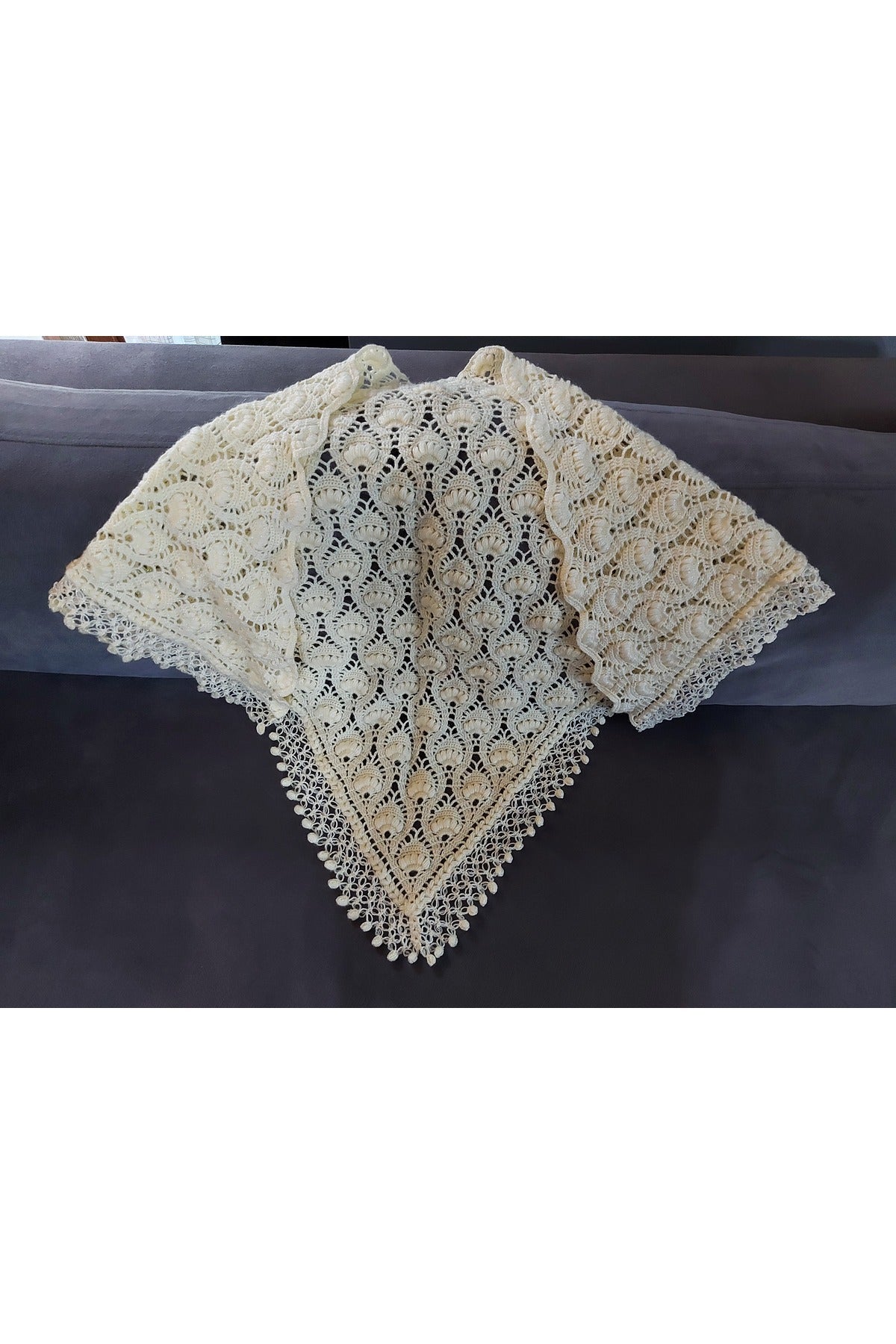 Krem Rengi Laleli Şal