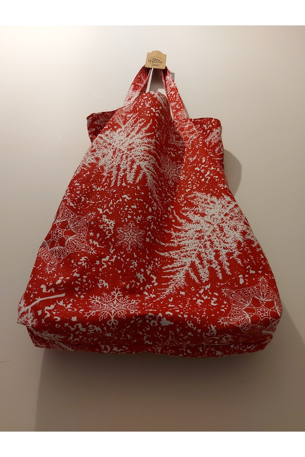 Kırmızı Beyaz Kar Taneli Omuz Çantası