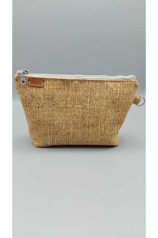 Jüt Desenli Sarı Makyaj Çantası