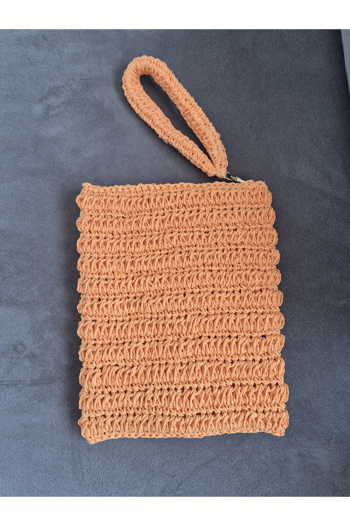 Yavru ağzı kağıt ip el örgüsü portföy çanta