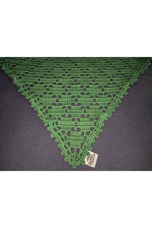 YEŞİL KARE DESENLİ ÖRGÜ BANDANA