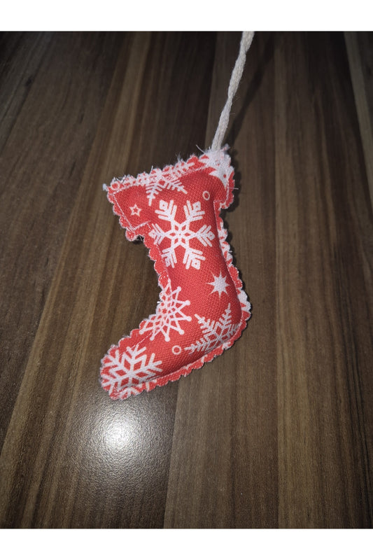 KIRMIZI KIŞ TEMALI KUMAŞ AYAKKABI SÜS