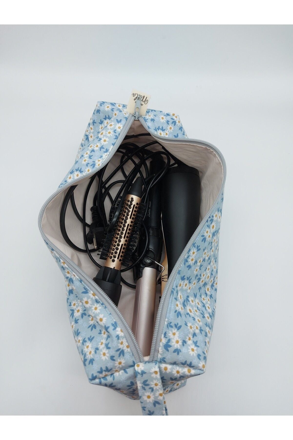 Mavi Minik Çiçekli Büyük Boy Düzenleyici Çanta